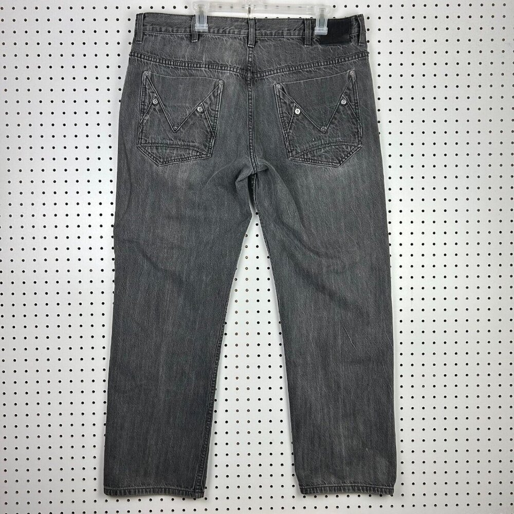Sean John Black Gothic Riveted Jeans 40x32 Y2K Wide Leg Streetwear‎ Skate Baggy